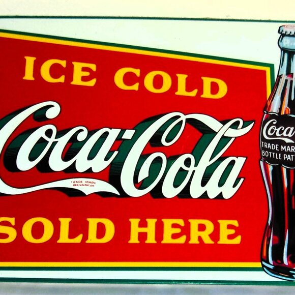 Fantastic Vintage Ice-Cold Coca-Cola Metal Sign - Picture 1 of 1
